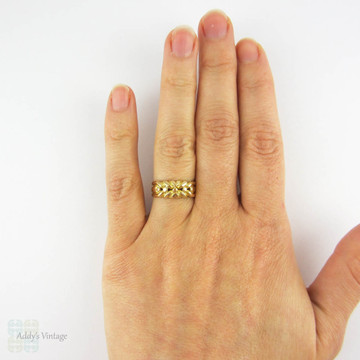 Antique Victorian Keeper Ring, 18ct Yellow Gold  Women's Band. Heavy Substantial Ring with Clear Hallmarks, Circa 1890s.