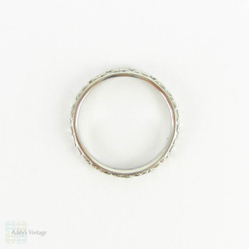 RESERVED. 1930s Engraved Wedding Ring, Orange Blossom Flower Pattern Wedding Band with Milgrain by Traub. Size L / 6.