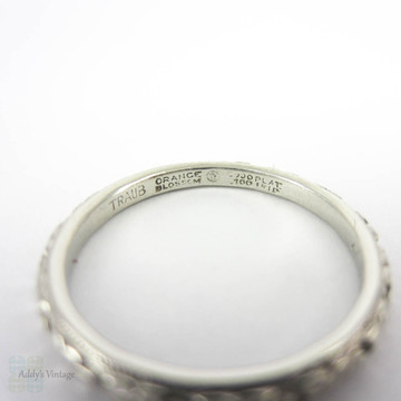 RESERVED. 1930s Engraved Wedding Ring, Orange Blossom Flower Pattern Wedding Band with Milgrain by Traub. Size L / 6.