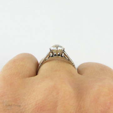 Old European Cut Diamond Engagement Ring, 1.33 ctw Engagement Ring in PLAT Filigree Setting. Art Deco, Circa 1920s.