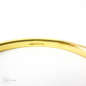 Art Deco 9ct Gold Bangle Bracelet, Vintage Simple 9 Carat Yellow Gold Square Profile Bracelet. Full British Hallmarks 1920.