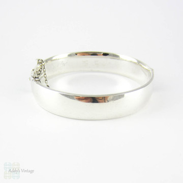 Mid Century Thistle Engraved Bangle Bracelet, Vintage Sterling Silver with 9ct Rose Gold Design. Circa 1960s, Scottish Flower.