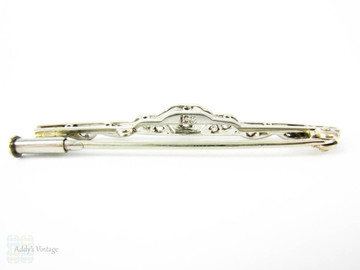 1920s Old Cut Diamond Brooch, 18k 18ct Winged Design Filigree Pin.