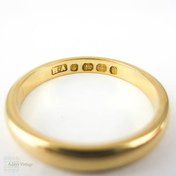 RESERVED. Antique 22 Carat Gold Wedding Ring. Light Dome Classic Narrow Ladies Wedding Band. Circa 1890s, Size N / 7.