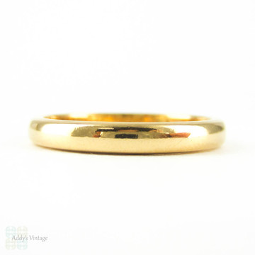RESERVED. Antique 22 Carat Gold Wedding Ring. Light Dome Classic Narrow Ladies Wedding Band. Circa 1890s, Size N / 7.