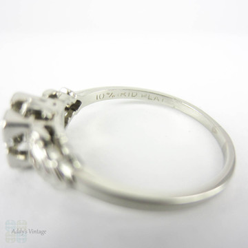 RESERVED. Art Deco Platinum Engagement Ring, 0.32 ctw Brilliant Cut Diamond in Geometic Shape 1930s Setting.