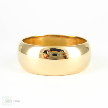 RESERVED. 1910s Men's Wedding Ring, Wide 18 Carat Yellow Gold Gentlemen's D Profile Wedding Band. Size W / 11.