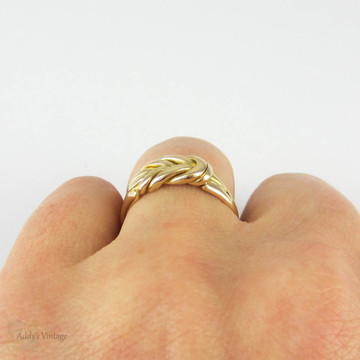 Antique Knot Keeper Ring, 18 Carat Yellow Gold Edwardian Lover's Knot Wedding Ring. Circa 1900, Size P / 7.75.