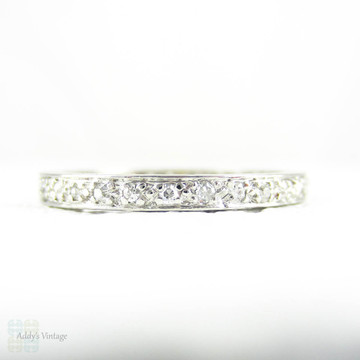 RESERVED. Antique Platinum Diamond Eternity Ring, Narrow 0.30 ctw Diamond Full Hoop Wedding Ring. Circa 1900s, Size L.5 / 6.