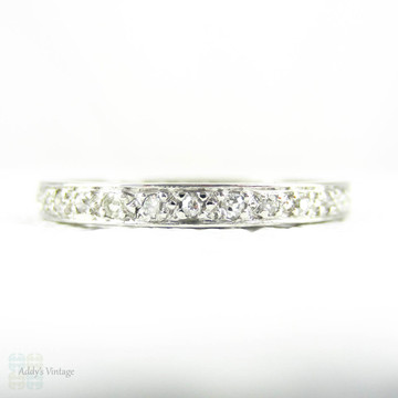 RESERVED. Antique Platinum Diamond Eternity Ring, Narrow 0.30 ctw Diamond Full Hoop Wedding Ring. Circa 1900s, Size L.5 / 6.