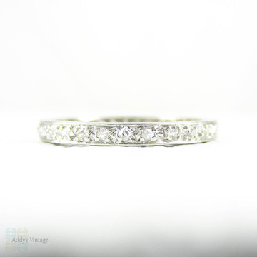 RESERVED. Antique Platinum Diamond Eternity Ring, Narrow 0.30 ctw Diamond Full Hoop Wedding Ring. Circa 1900s, Size L.5 / 6.