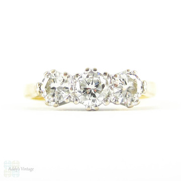 Classic Three Stone Diamond Engagement Ring, 0.50 ctw Round Brilliant Cut Diamond Trilogy Ring in 18ct White & Yellow Gold.