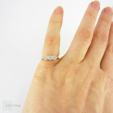 Classic Three Stone Diamond Engagement Ring, 0.50 ctw Round Brilliant Cut Diamond Trilogy Ring in 18ct White & Yellow Gold.