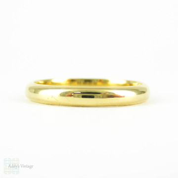 Art Deco 18ct Wedding Ring, 18 Carat Yellow Gold Simple Wedding Band for Women. Circa 1920s, Size I.5 / 4.75.