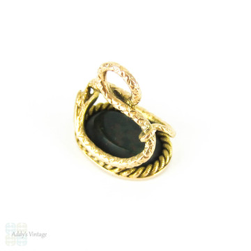 Victorian Snake Seal Engraved Charlotte, 15ct Gold & Bloodstone Fob. Circa 1860s, 15k Yellow Gold.