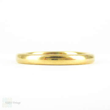 Vintage 22 ct Gold Wedding Ring, Classic Mid 20th Century Narrow Ladies Wedding Band. Circa 1950s, Size L / 5.75.