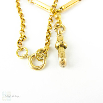 Antique 9ct Blecher Chain with Pendant Holder, 9k Fancy Link Necklace with Dog Clip. Circa 1900, 45 cm.