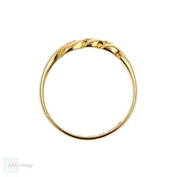 Victorian 1880s Knot Ring, Plaited Antique 18k Keeper Band, 18ct Yellow Gold.