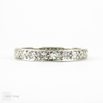 Art Deco Diamond Eternity Ring, Platinum Full Hoop Diamond Wedding Ring with Engraved Sides. 0.44 ctw, Size K / 5.25.