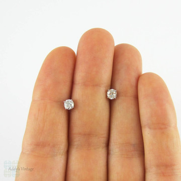 Old European Diamond Stud Earrings. Antique 0.50 ctw Old  Cut Diamonds in Classic 18ct White Gold Mountings.