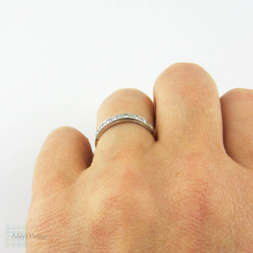 Vintage Diamond Wedding Ring, Half Hoop 8 Stone Diamond Eternity Anniversary Ring in 18 Carat Two Tone Gold.