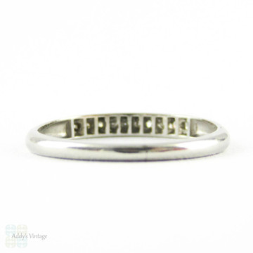 Art Deco Diamond Half Hoop & Platinum Wedding Ring. Channel Set Ten Stone Diamond Band by Baskin Brothers, Circa 1930s.