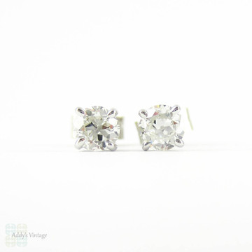 DEPOSIT. Old European Diamond Stud Earrings. Antique 0.45 ctw Old  Cut Diamonds in Classic 18ct White Gold Mountings.