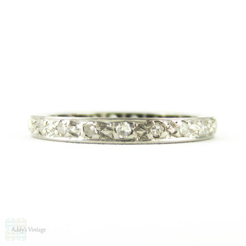 Diamond Eternity Ring, Vintage 18ct Full Hoop Diamond Wedding Band. Circa 1930s, Size I / 4.5.