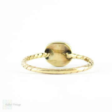 Georgian Black Dot Paste Ring, Silver Collet Set Antique Old Cut Paste with 9ct Twisted Band.