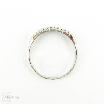 Art Deco Diamond Wedding Ring, Platinum 10 Stone Fishtail Setting Half Hoop Ring. 0.12 ctw, Circa 1940s.