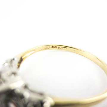 Vintage Diamond Engagement Ring, 1940s Two Tone 14K Gold Diamond, 0.24 ctw Illusion Set Mid 20th Century Ring.