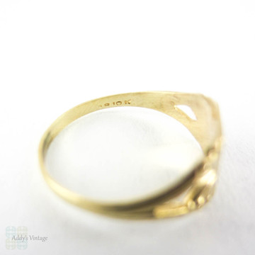 Antique Baby Signet Ring by Ostby Barton, 10k Yellow Gold "H" Childs Signet Ring Circa 1900s.