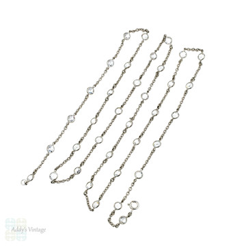 Art Deco Clear Paste Chain, Vintage Open Back Setting Long Paste Chain. Circa 1920s, 82 cm / 32.25 inches.