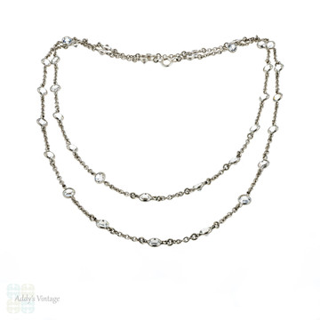 Art Deco Clear Paste Chain, Vintage Open Back Setting Long Paste Chain. Circa 1920s, 82 cm / 32.25 inches.