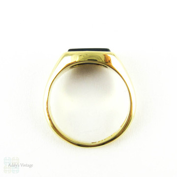 Bloodstone 18ct Signet Ring, Art Deco 1920s Yellow Gold Blank Men's or Women's Signet Ring.