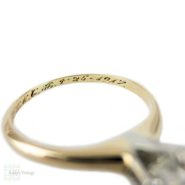 Diamond Solitaire Engagement Ring, Antique 0.50 ct Single Stone Old European Cut Diamond in Simple Classic 14k Setting.