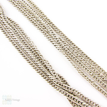 Antique Long Guard Chain Necklace, 800 900 Coin Silver Victorian Chain with Dog Clip. 148 cm / 58 inches, 51.8 grams.