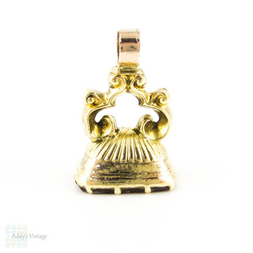 Antique Georgian Gold Filled Winged Cherub Angel Intaglio Seal, 19th Century Watch Fob.