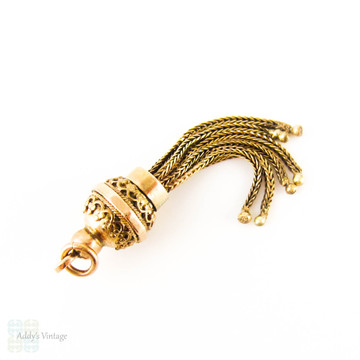 Antique Victorian Tassel Charm, 9 Carat Gold Tassel Pendant. Circa 1870s.