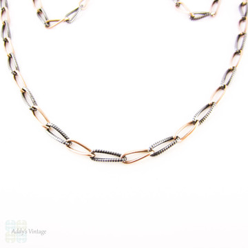 Antique Niello & Rose Gold Gilt Chain with Hook Closure. Circa 1900, 42 cm / 16.5 inches.