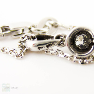 Antique Cultured Pearl & Old Mine Cut Diamond Pendant. Edwardian Tapered Drop, 18 ct White Gold.