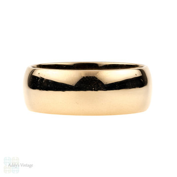 Vintage Men's Wedding Ring, 18 Karat Gold Court Comfort Fit Wide Wedding Band. Size P.5 / 8.