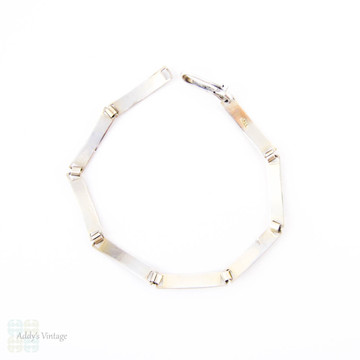 Antique Blue Enamel Bracelet, Guilloché Blue Enamel Sterling Silver Line Bracelet. Circa 1900.