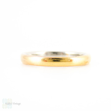 Edwardian 22 Carat & Platinum Wedding Ring, Narrow Domed 22k Plat Ladies Wedding Ring. Circa 1910, Size H.5 / 4.25.