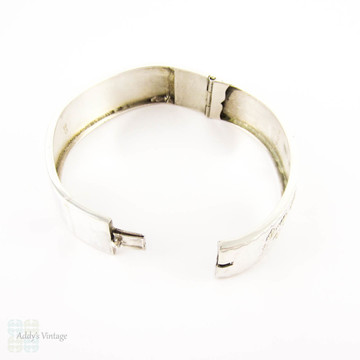 Victorian Silver & 9ct Gold Bangle Bracelet, Antique Bracelet with Rose, Green & Yellow Gold Flower Design. Circa 1880s.