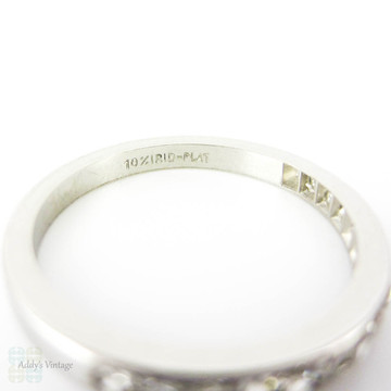 Channel Set Diamond Wedding Ring, Art Deco Half Hoop Eternity Wedding Band.  0.23 ctw, Size K.5 / 5.6. 