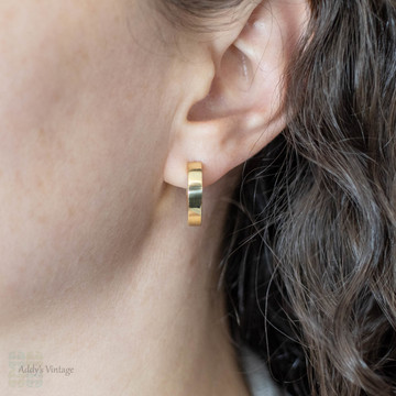 RESERVED 18ct Gold Huggie Earrings, Yellow Gold Pear Shaped Tapered Bars.