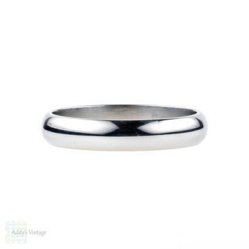 Men's Platinum Wedding Ring. Simple & Classic 4 mm D Shape Profile Wedding Band. Size S.5 / 9.5.