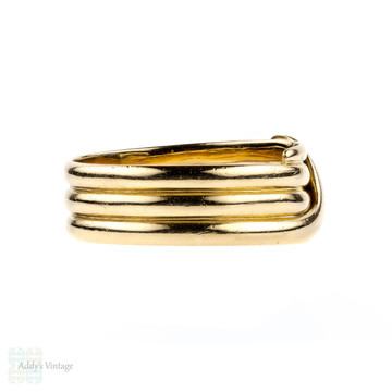 Victorian 18ct Snake Ring, Antique Wide Coiled Serpent Ring. English Hallmarks 1890s, Size T / 9.5.