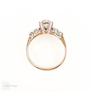 Vintage Diamond Engagement Ring, Mid Century 0.50 ct Square Shape Illusion Setting. Circa 1940s, 14K.